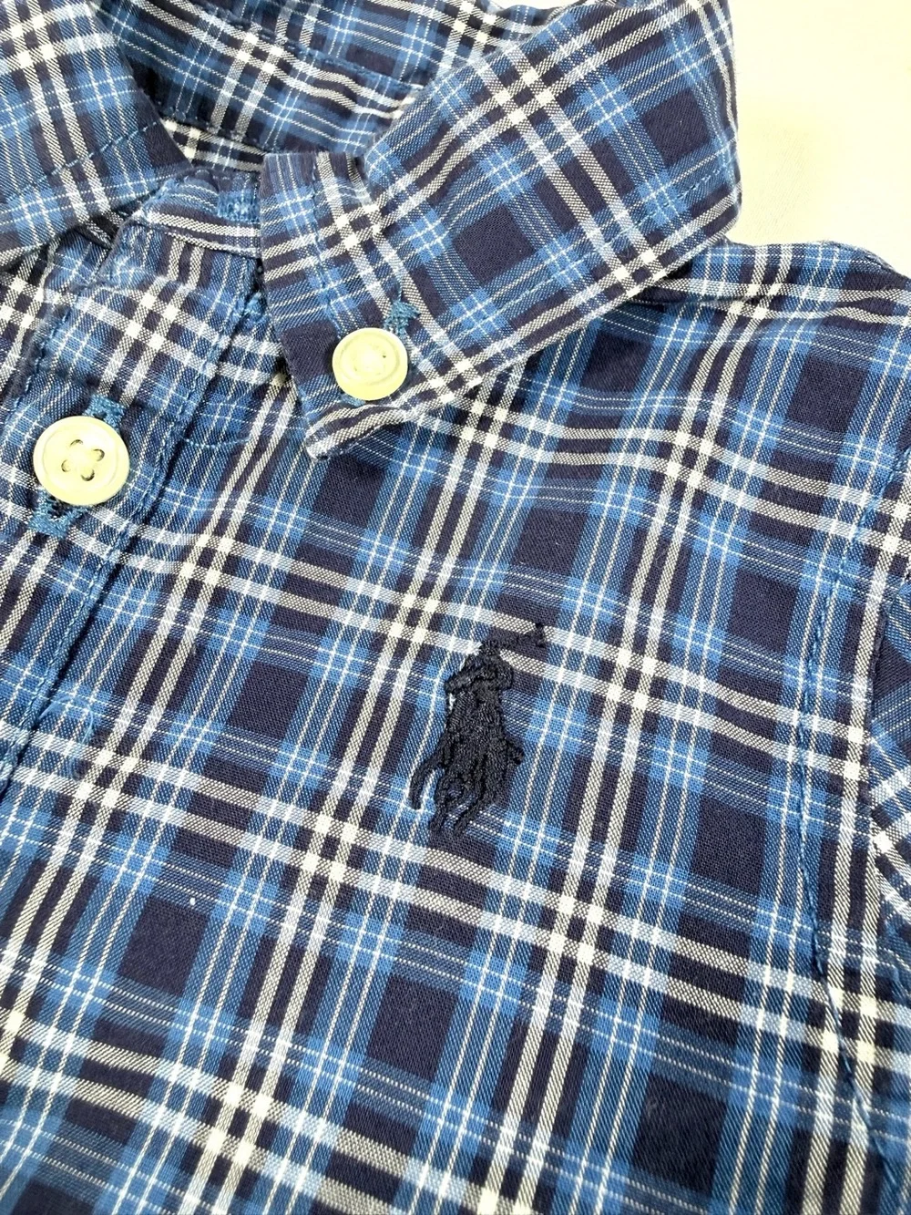 RALPH LAUREN 3 Months Plaid Lined Romper Button Front Polo Baby Preppy Classic‎